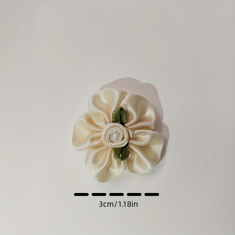 10 шт 3D атласная лента жемчужные розы цветок нашивка ручная работа аппликации шитье свадьба ремесло подарочная коробка украшение 3 см