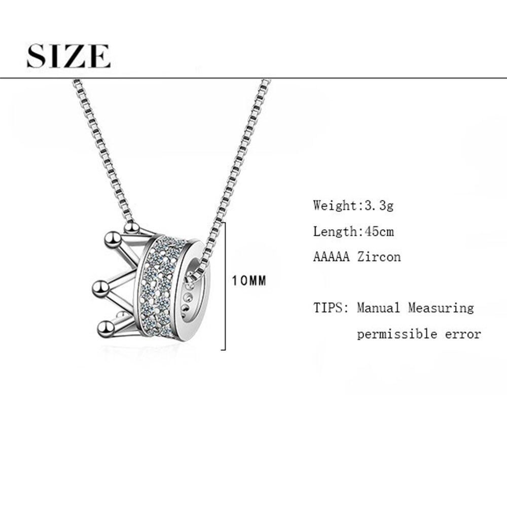 925 Sterling Silver Delicate Cubic Zircon Crown Pendant Neckace For Women Jewelry Birthday Gifts Wholesale S-N311