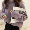 Женский зимний свитер свободного покроя с круглым вырезом, утолщенный, свободный, мягкий, повседневный, однотонный, с длинным рукавом, трикотажные пуловеры