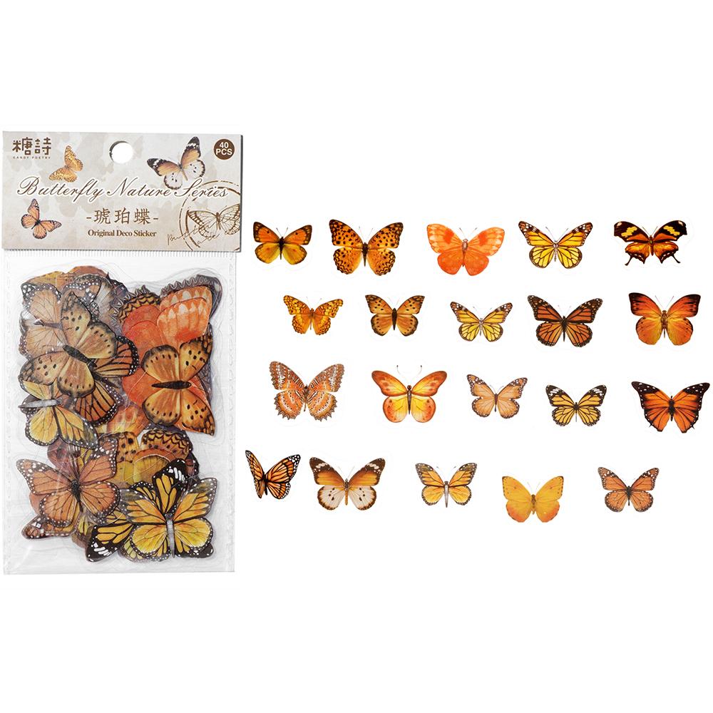 40pcs Colorful Butterfly Wings Stickers Epoxy Resin Fillings Plant Sticker for DIY Silicone Mold Filler Nail Art Crafts Decor