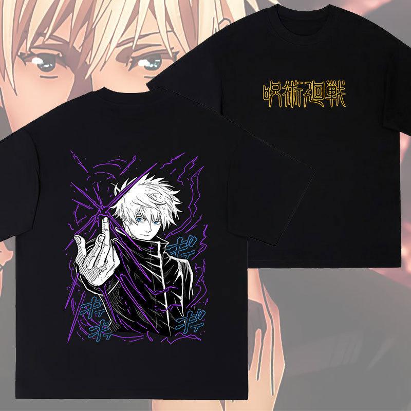 White Jujutsu Kaisen Gojo Satoru Anime Trend T-Shirt Cotton Graphic Tee Unisex Unisex Summer Streetwear