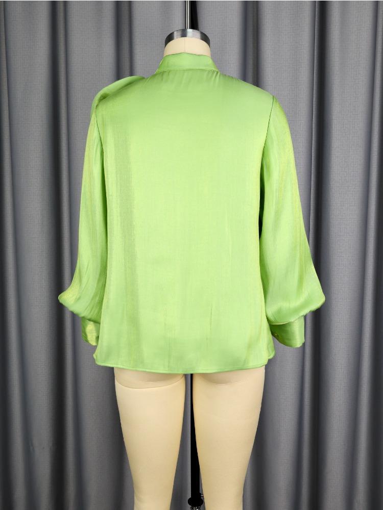 Элеган Женщины Блестящие Рубашки Отложной Воротник Длинный Пышный Рукав Без Рукавов 3D Цветы Пуговицы Мода Вечеринка Топы Женские Событие День Рождения Новый