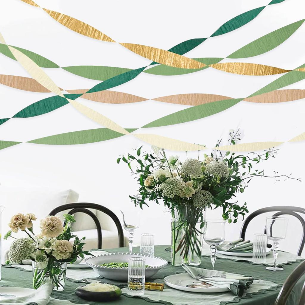 5 Rolls Crepe Paper Hanging Ornament 410ft Long Crepe Paper Roll for Wedding Bridal Showers Birthday Party Baby Showers