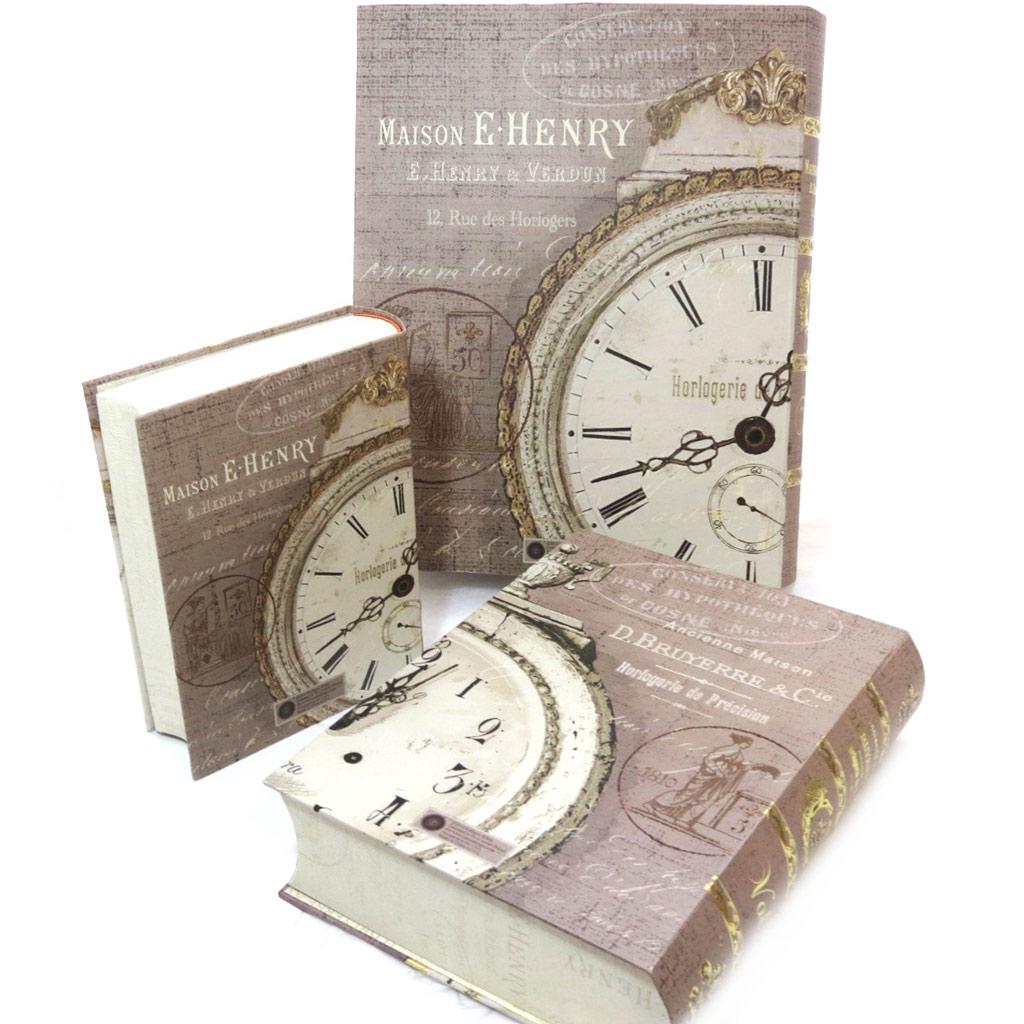 Les Trésors De Lily [L7288] - Trio of 'Vintage Times' Taupe Gold Storage Boxes