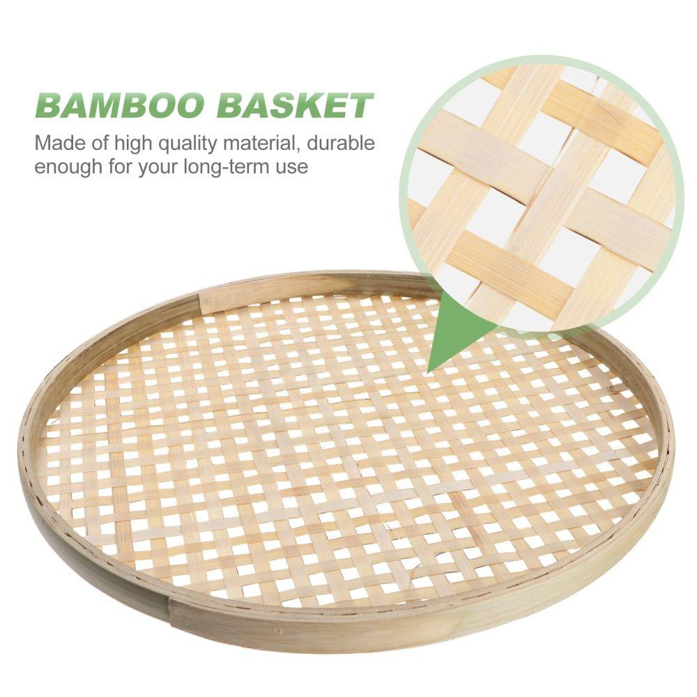 Hole Circular Fruit Fried Food Dim Sum Handicraft Storage Basket Food Tray Bamboo Sieve Dustpan