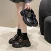 Versatile Shorty Le Platform Heightening British Style Loafers 2025 Autumn New Brown Jk Thick Heel Small Leather Shoes Women