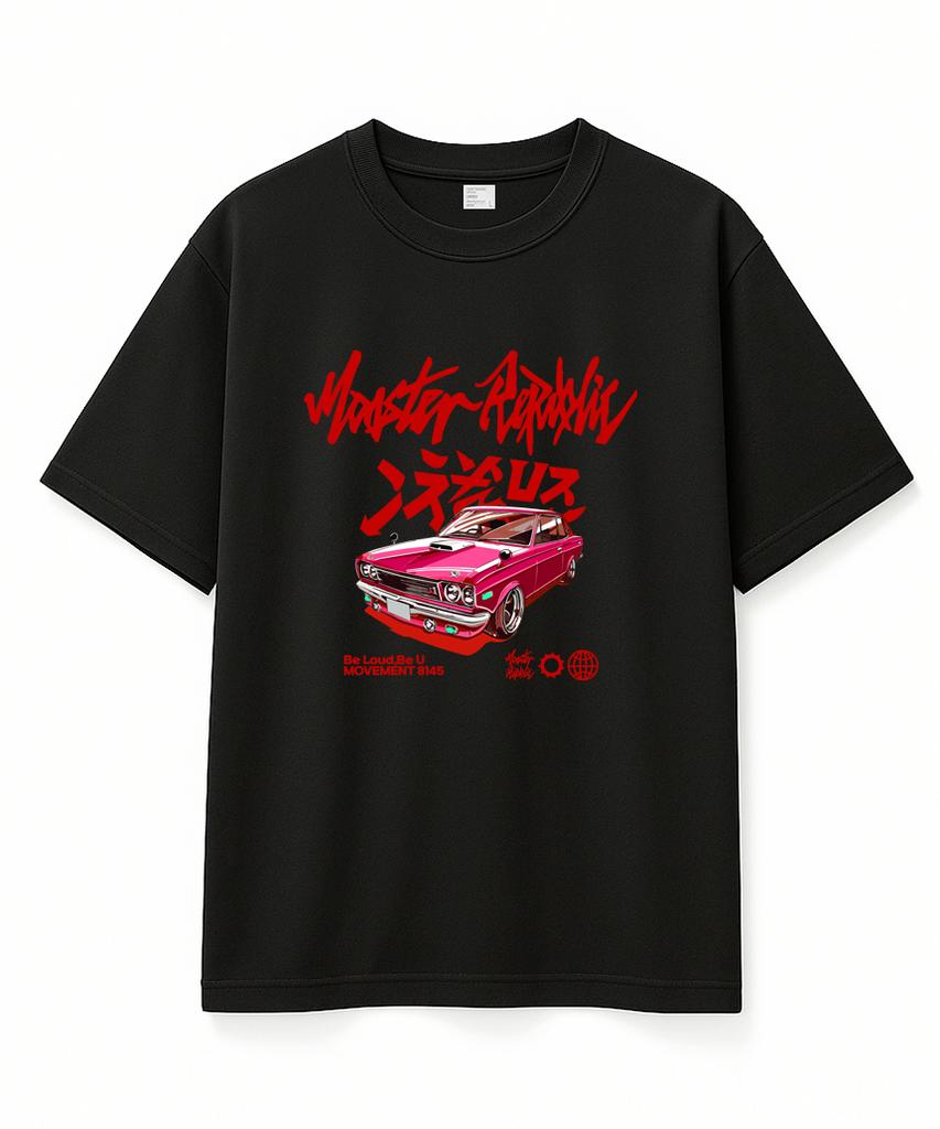 MONSTER REPUBLIC Ретро Дрифт Красная Футболка Черный_8145