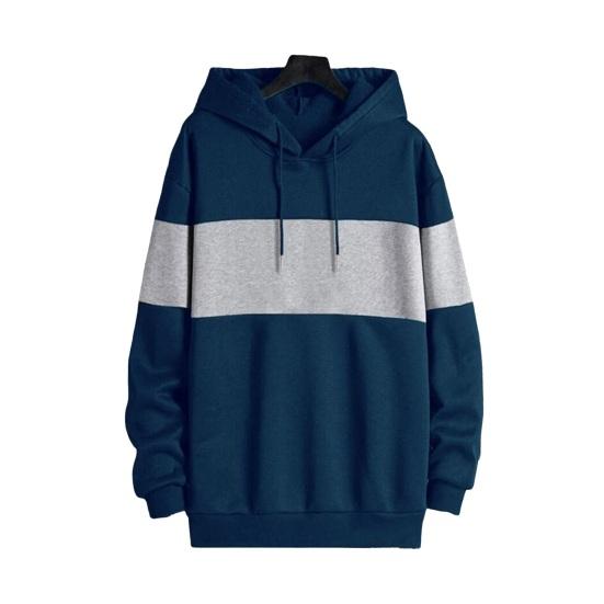 Мужская толстовка с капюшоном на осень-зиму, контрастного цвета, с длинными рукавами, эластичными манжетами и подолом, тонкая повседневная одежда, повседневный спортивный топ