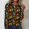 2025 Autumn & Winter Women's New Casual Crew Neck Long Sleeve Top 3D Halloween Pattern Ideal Halloween Christmas Gift