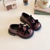 2025 Autumn New British Style Kids Leather Shoes Fashion Versatile Girls' Bow Princess Shoes Simple Anti Slip Child Casual Shoe