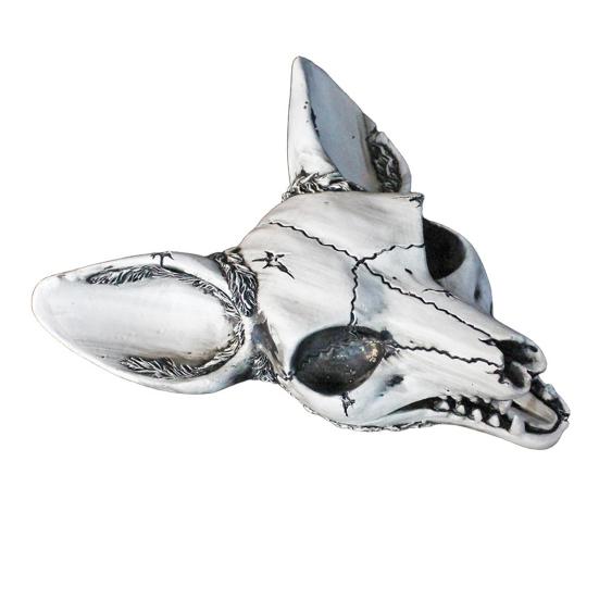 3D Fox Skull Wall Sculpture Home Office Living Room Wall Art Decoration Halloween Spooky Animal Skull Resin Figurine Statue Wall Ornament