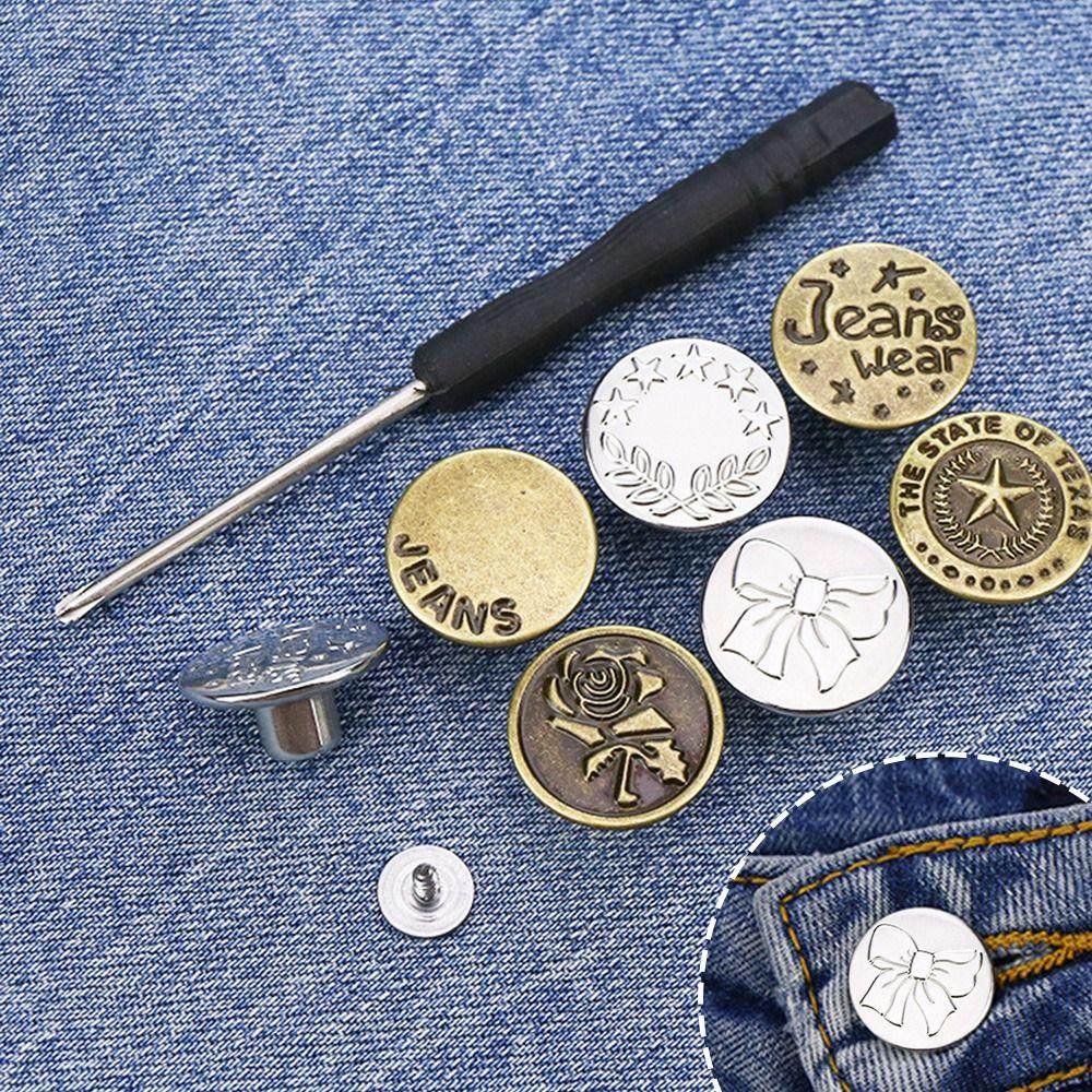10Pcs/pack With Screwdriver Jeans Buttons Nail Free Waist Buckle Waist Extenders Button Jeans