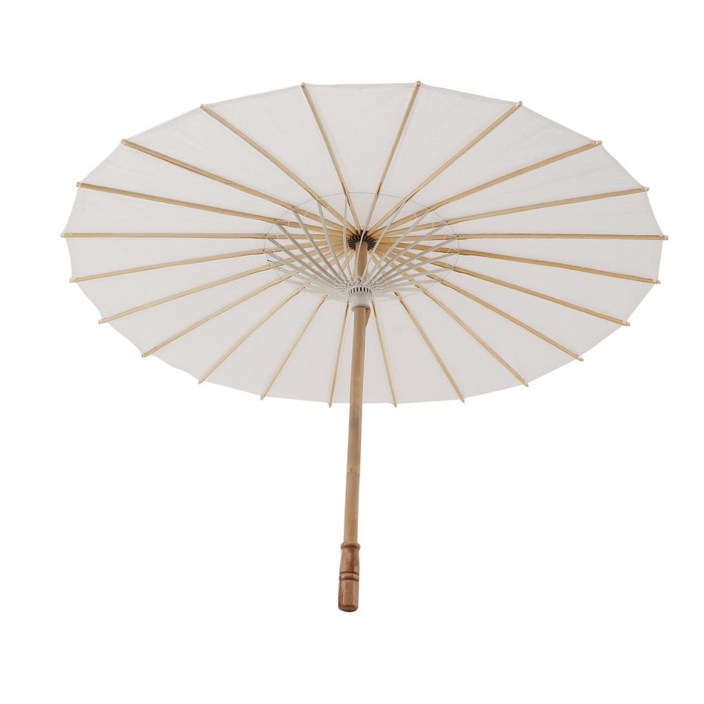 Kids Paper Parasol Bamboo and Paper Chinese Style Elegant White DIY Paper Umbrellas for Decoration