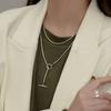 Кольцо OT пряжка двухслойное ожерелье женское простое холодный ветер ins темперамент дизайн змеиная кость цепь