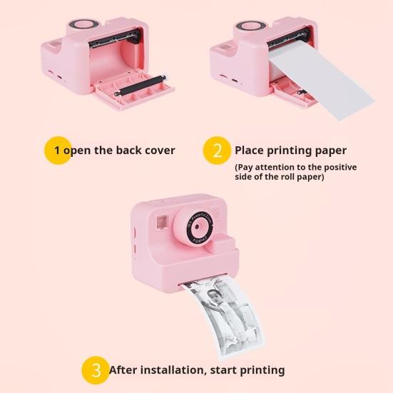 Instant Print Portable Camera with Large Screen 40MP Clarity Compact Size Portable Multifunctional Kids Camera with Color Pens Set