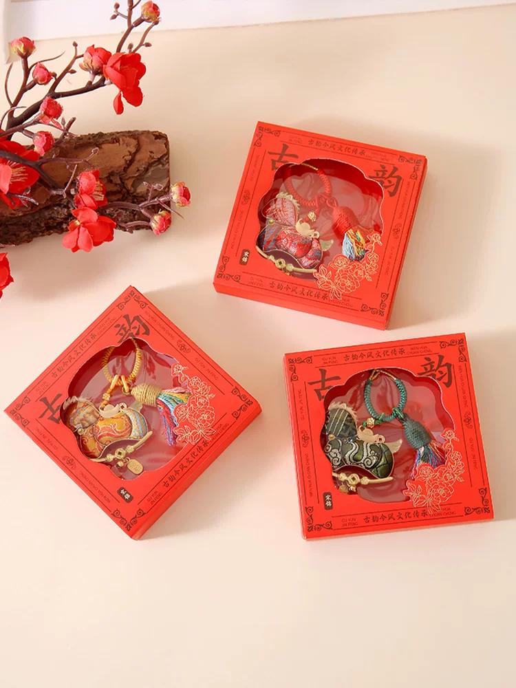 Cultural and Creative Embroidery Song Brocade Pony Pendant with Tassel, Creative Style Keychain, Sachet Hanging Ornament, Embroidered Craft Sachet