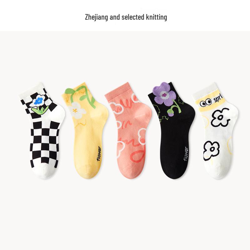 Модные женские носки до середины икры Lumi – Милые хлопковые носки с 3D-тюльпанами