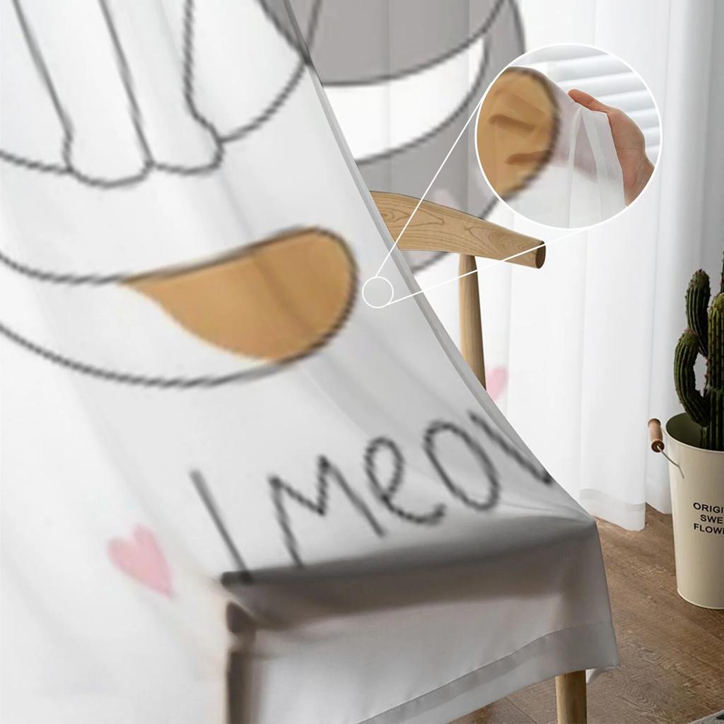 Пара милых кошек, прозрачные шторы для гостиной, детская спальня, тюлевые шторы, кухонные шторы для окон