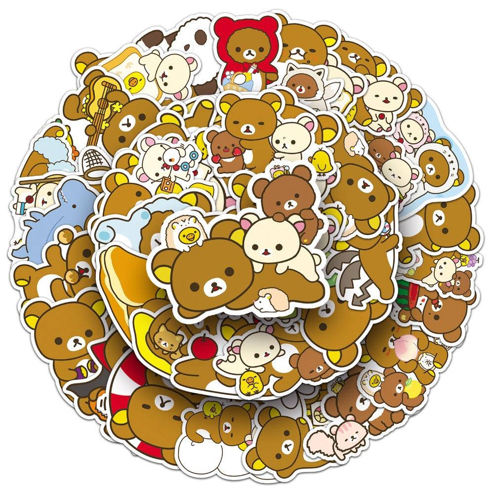 50pcs Cute Rilakkuma Cartoon Graffiti Stickers Suitcase Stationery Laptop Computer Guitar Cell Phone DIY Decorate Decals