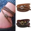 Женский и мужской браслет из искусственной кожи, винтажный многослойный браслет с буквами, браслет-манжета, подарок