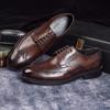 Мужские туфли оксфорды броги с острым носком, коричневые, повседневные, свадебные, для выпускного вечера, формальные, мужская обувь
