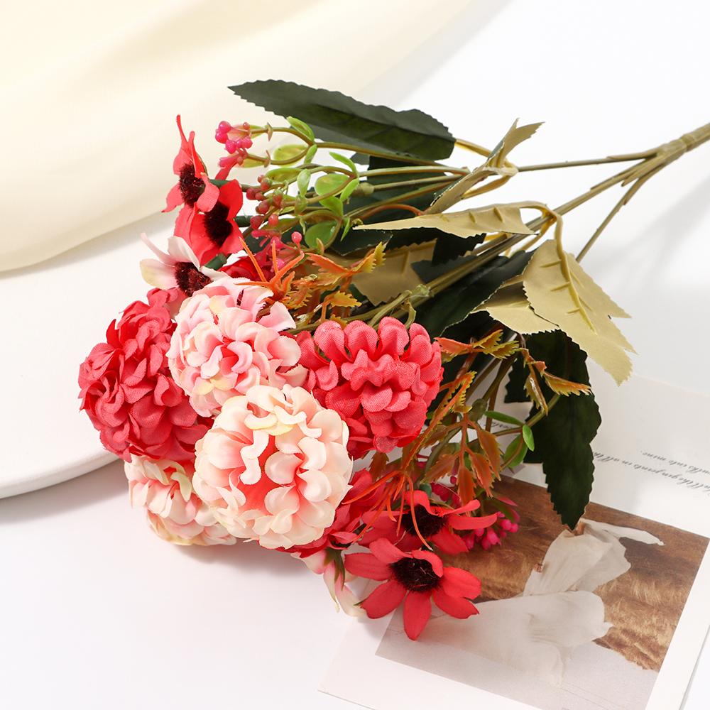 Украшение дома, товары для вечеринок, цветочная композиция, реалистичные растения, шелковая ромашка, искусственная гортензия