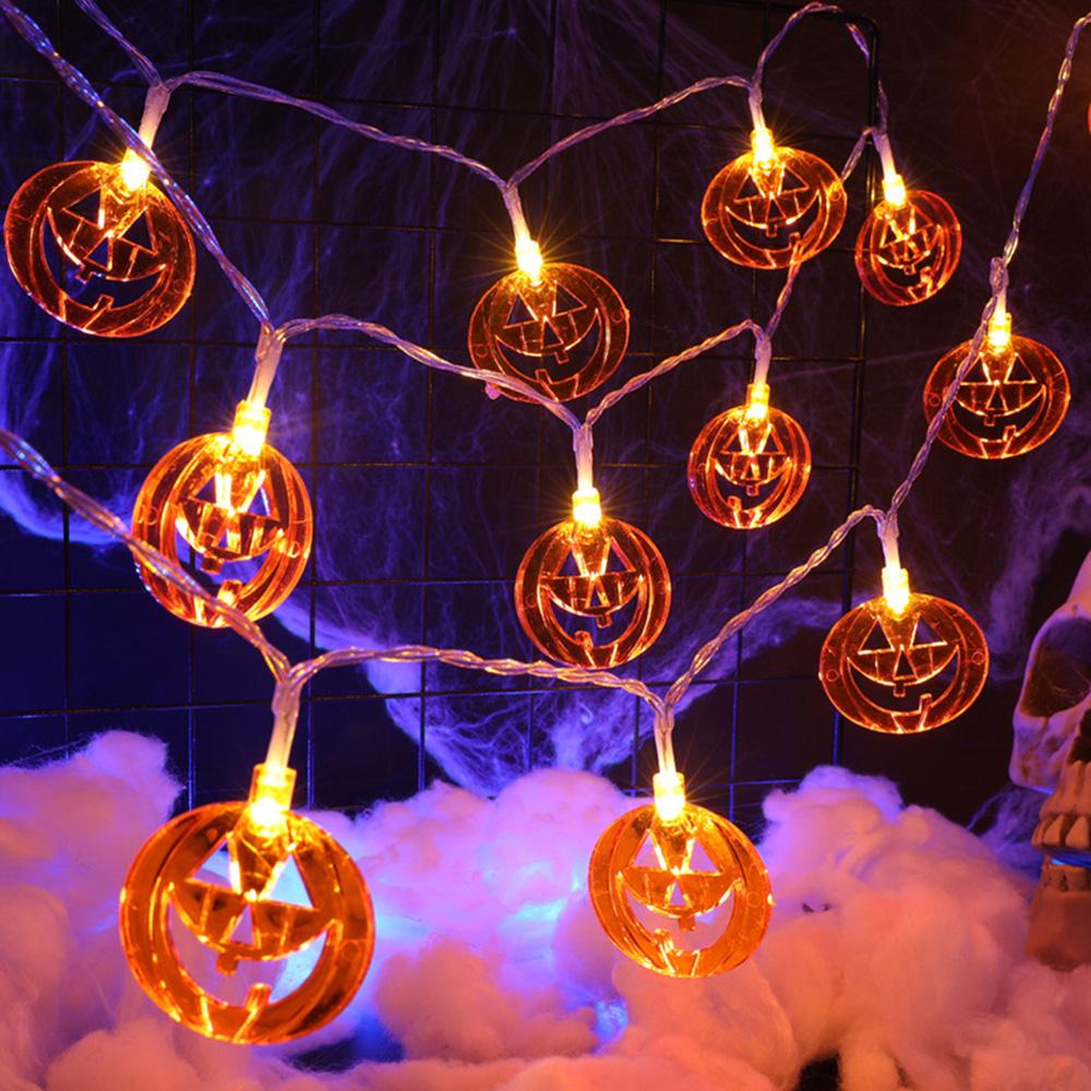 Светодиодные тыквенные огни Хэллоуинские украшения для вечеринок Череп гирлянды Бар Пульт дистанционного управления