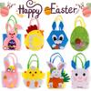 Easter Handbag Material Kit Bunny Carrot Chick Colorful Egg DIY Non-woven Fabric Handmade Portable Basket Treat Tote Pouch Festival Gift