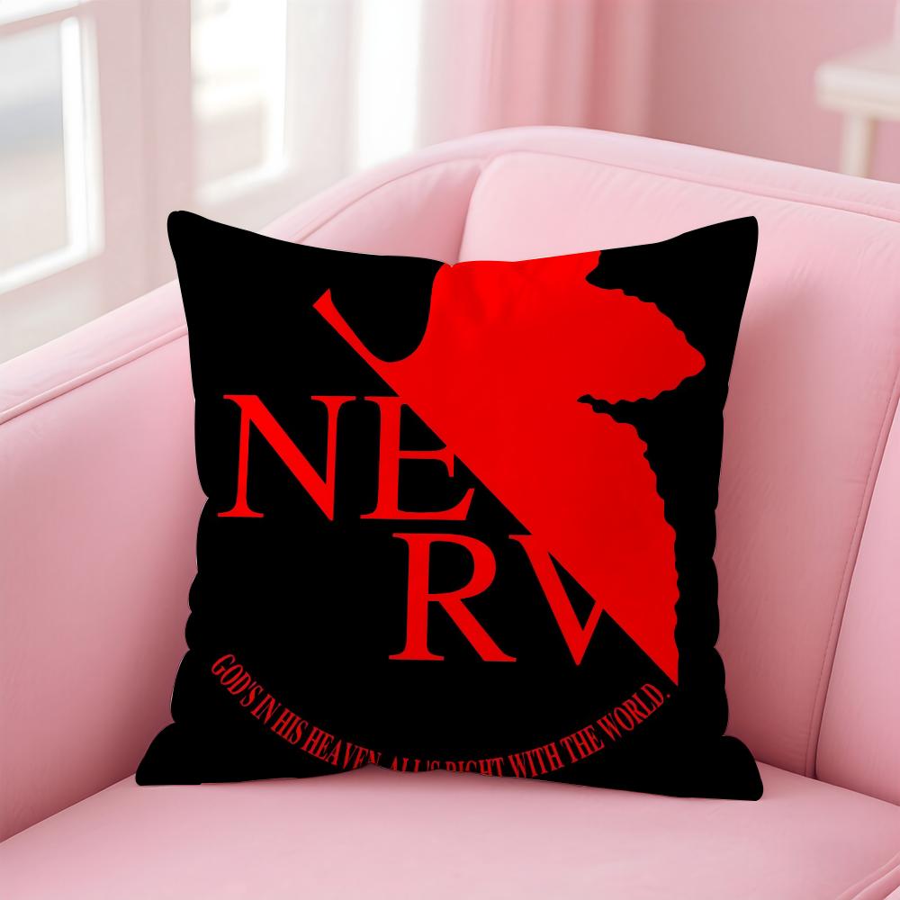 Covers Cartoon Neons Genesis E-Evangelions Anime Anti-Dustmite Pillowcase Invisible Zipper Silky Short Plush Sofa Cushion Cover