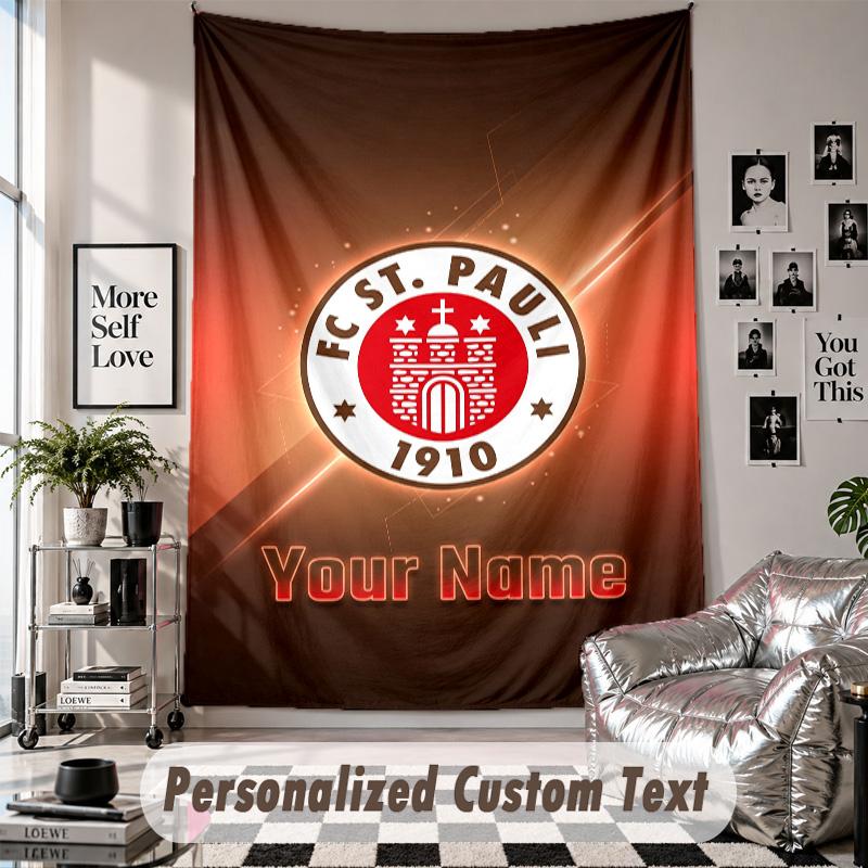 Wall Hanging Tapestry With Custom Name & Text, FC St. Pauli Decorative Tapestry For Bedroom