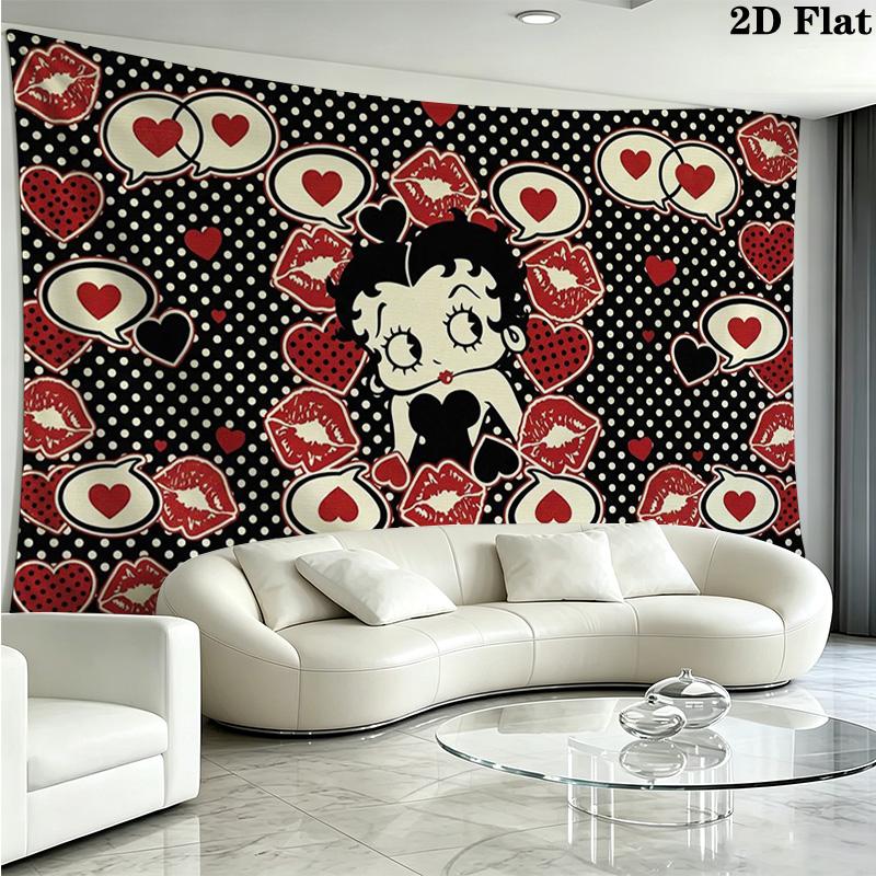 Betty Boop Wall Tapestry Aesthetic Wall Hanging Printed Fabric Blanket Decorative Tapestries for Bedroom Living Room Home Decor