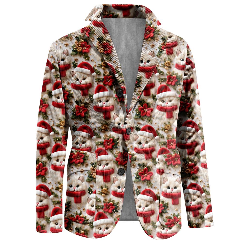 Мужской уродливый рождественский вельветовый теплый карманный пиджак-кардиган, мужской повседневный костюм