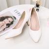6CM Middle Heel Shallow Mouth Pointed Single Shoes White Work Footwear Professional High-heeled Shoes Women Wedding Shoes Bride