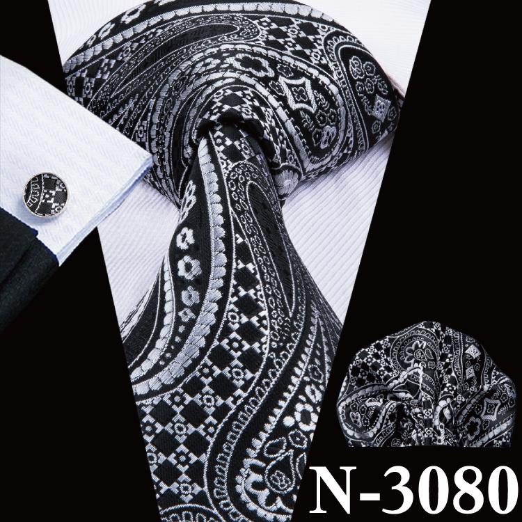 Hi-Tie Fashion Mens Wine-Red Paisley Necktie Hanky Cufflinks for Business Wedding
