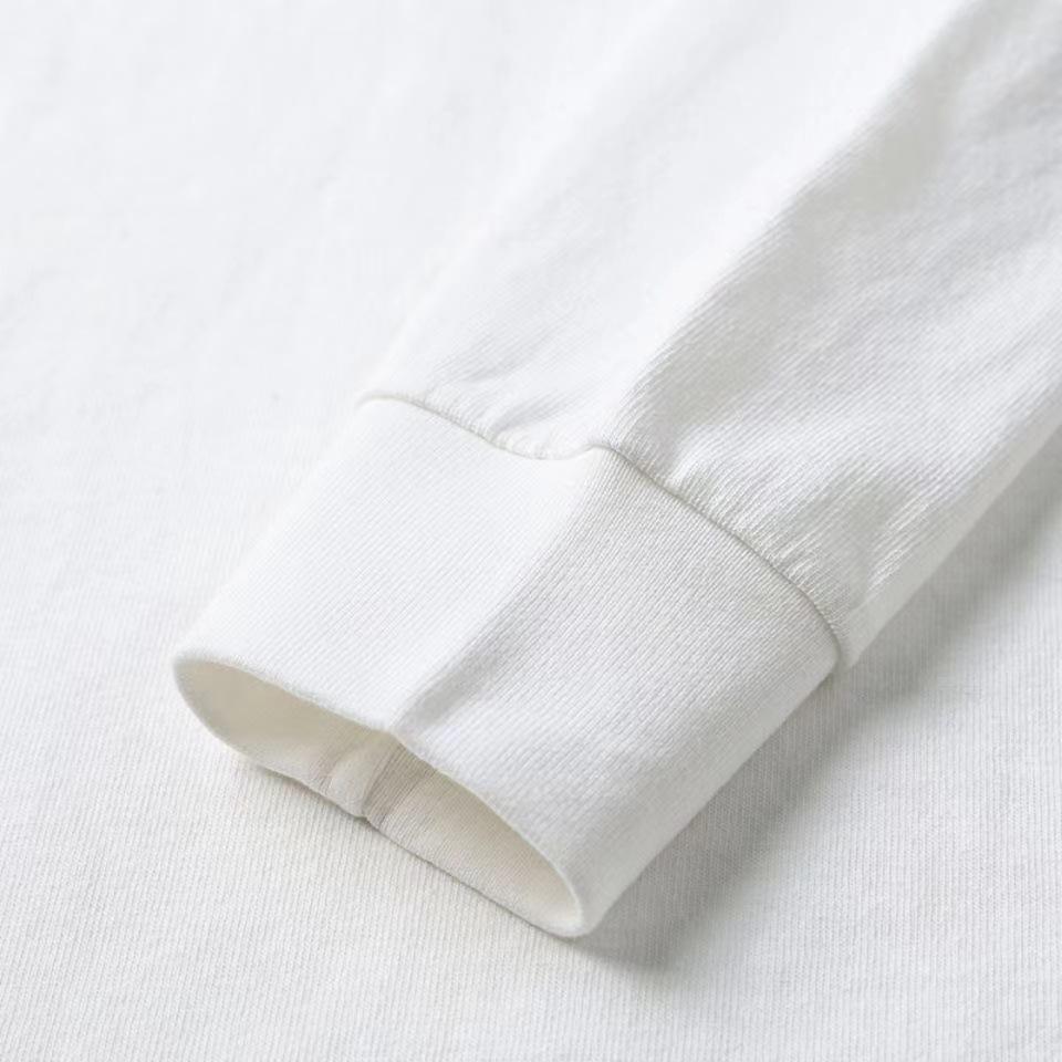 Унисекс Хлопковая Футболка с Длинным Рукавом Свободного Кроя с Круглым Вырезом - Весна/Осень Однотонная Футболка