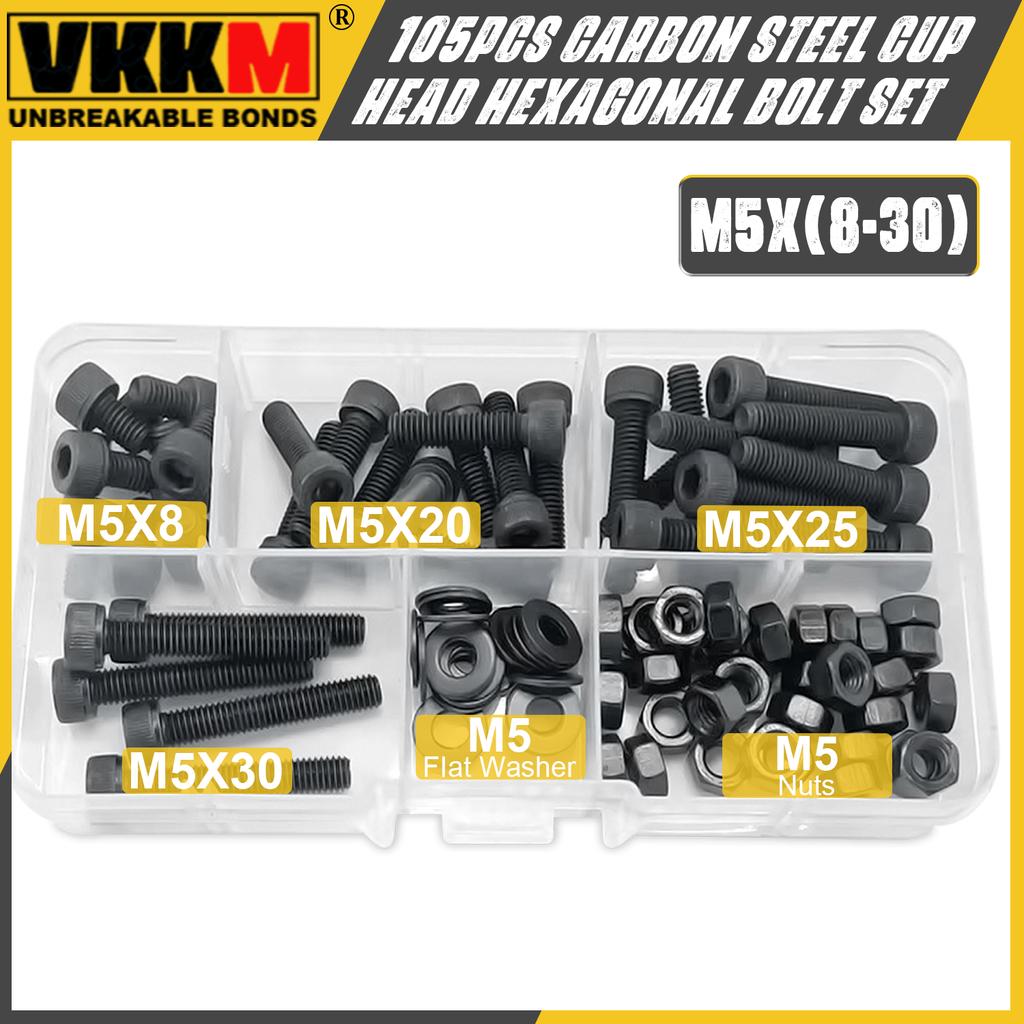 105 шт. болт с шестигранной головкой из углеродистой стали, гайка, шайба, полный комплект