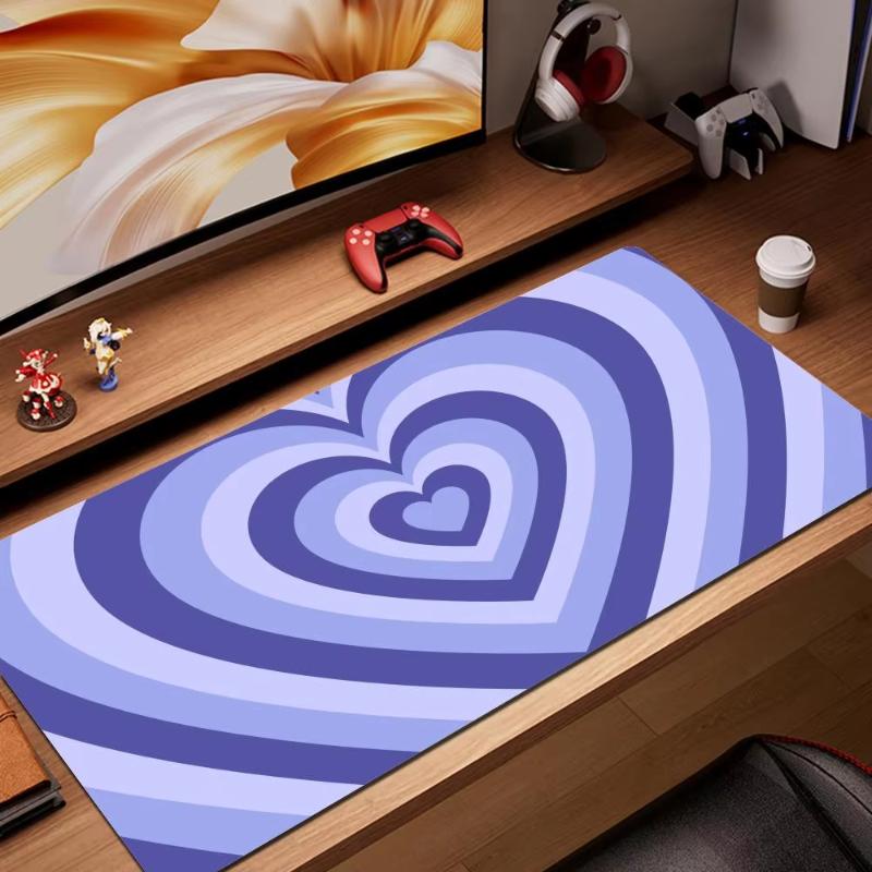Pink Heart Swirl Kawaii Gaming Mouse Pad Large Extended Desk Mat Aesthetic NonSlip Desk Mat for Office Laptop
