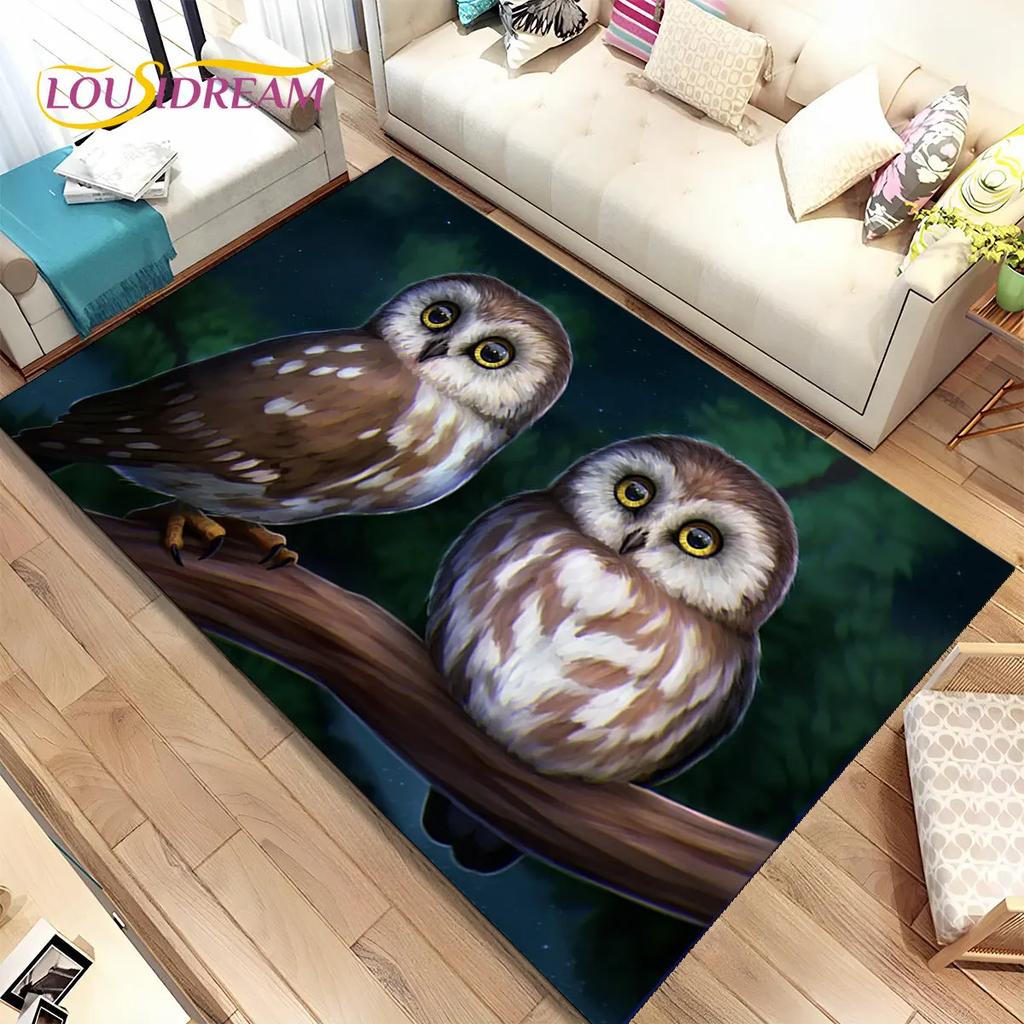 Милый ковер с 3D мультяшным рисунком совы, ковер для дома, гостиной, детской спальни, дивана, коврик для двери, декор, детские игры, нескользящий напольный коврик