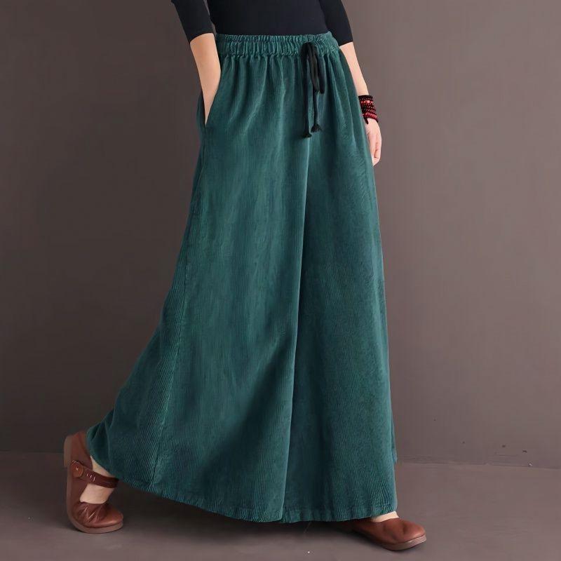 Plus-size Women Fashion Corduroy Casual Pants High Waist Trousers Loose Casual Trousers Ladies