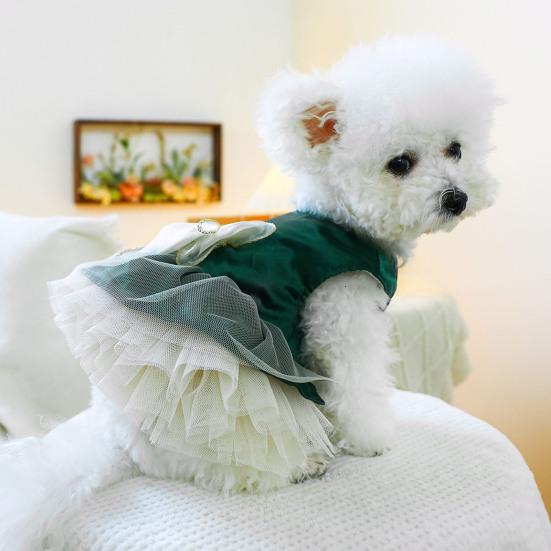 Yousheng Pet Dress Удобное модное платье для собак принцессы с бантом и тяговым кольцом Товары для животных