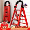 German Red Telescopic Folding A-Frame Ladder, Thickened for Household Use