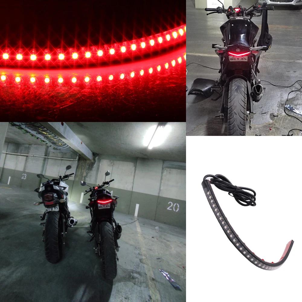 Motorcycle LED Lamp Bar Strip Flowing Turn Signal Universal 36 Tail Rear Brake Stop Flexible Soft Rubber Light