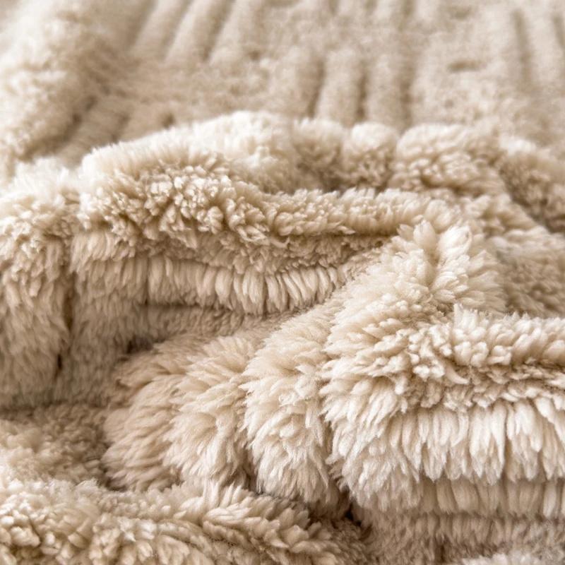 3 предмета Постельное белье Новое Хлопковый Флис Жаккард Осень Зима Шапка на кровать Приятное к коже и Теплое Молочный Вельвет Наматрасник с Растягивающимся Покрывалом