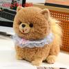 Lace Scarf Cute Pomeranian Plush Doll Children Companion Toy For Decor Room