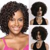 European and American Style Women's Daily Use Natural Looking Afro Wig Fashion Elastic Cap Short Curly Wigs for Black Women