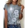 Футболка с 3D-принтом, летний и весенний топ с коротким рукавом и круглым вырезом, повседневная женская одежда
