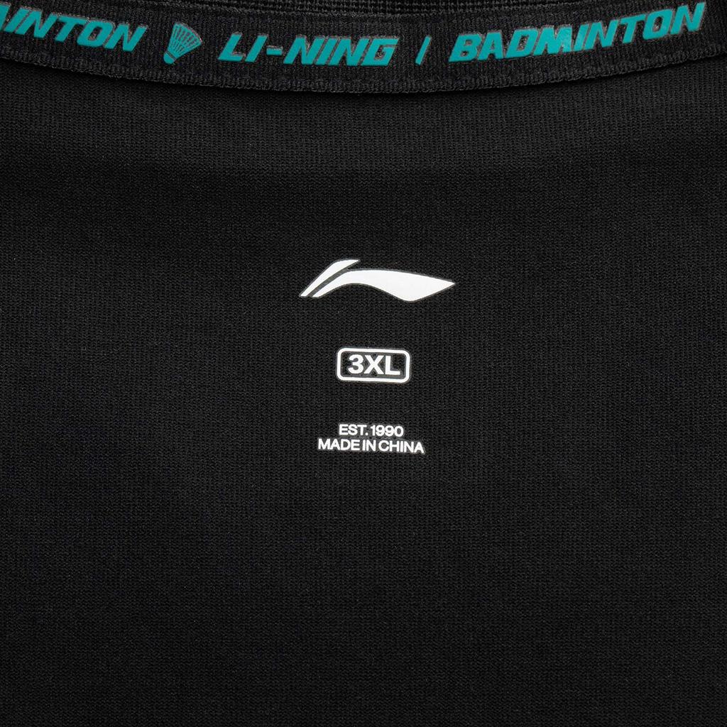 Футболка Li Ning Badminton Series с принтом логотипа и круглым вырезом, удобная, универсальная, дышащая, с коротким рукавом, мужская, черная, AHSU893-1