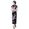 Женское китайское платье-миди с коротким рукавом и павлиньим краем Cheongsam Banquet Midi Dress