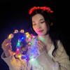 Wedding Rose Flower Women Headwear Crown Flower Headband LED Light Garland Wreath Decoration