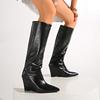 Модные Сексуальные Супер Высокий Каблук Черные Длинные Челси Ботинки Женские 2025 Новые Острый Носок Клиновидный Каблук Сапоги до Колена Дизайнерская Обувь Осень Зима